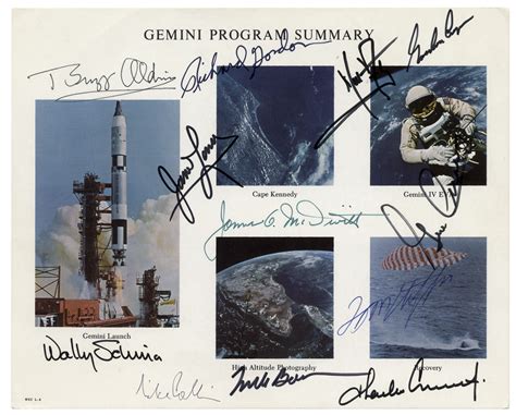 Gemini Autograph Photo Signed By 11 Gemini Astronauts Sells