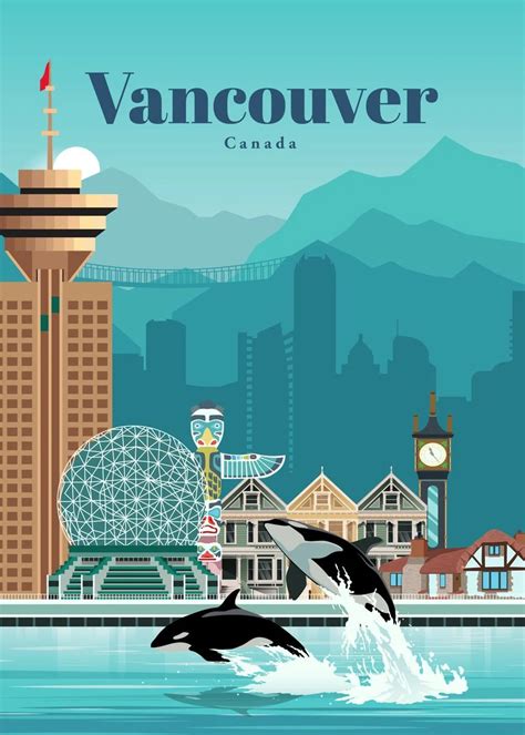 Travel To Vancouver Poster By Studio 324 Displate Retro Travel