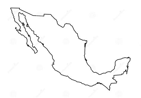 Mapa en blanco de México Esquema para colorear imprimir e dibujar
