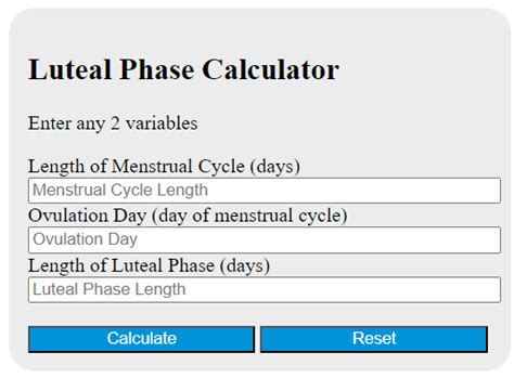 Luteal Phase Calculator Calculator Academy