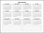 Collect Year At A Glance Calendar 2020 Free Editable | Calendar ...