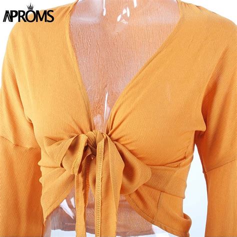 Free Shipping Sexy V Neck Bow Tie Long Sleeve Cross Tops Jkp666 Neck Bow Tops Cross Top