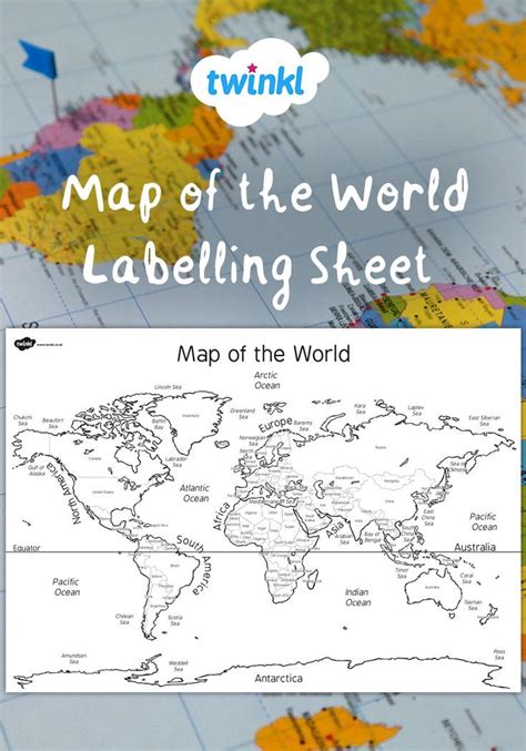 Outline Of World Map Labelling Sheet Geography Activities Map World