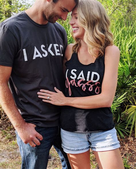 I Asked Mens Tee Couples Engagement T Shirts Matching Couples T