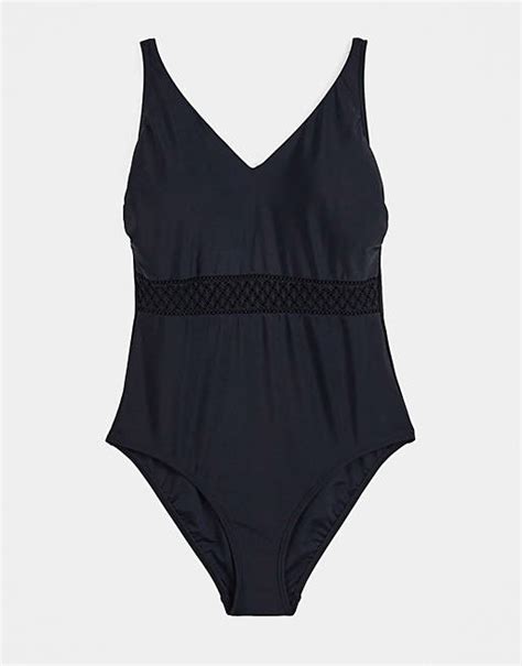 Pour Moi Fuller Bust Sahara Swimsuit In Black Asos