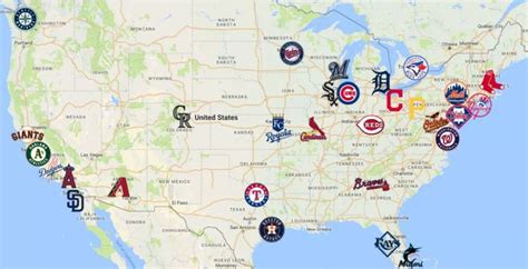 Mlb Map Teams Logos Sport League Maps Maps Of Sports Leagues