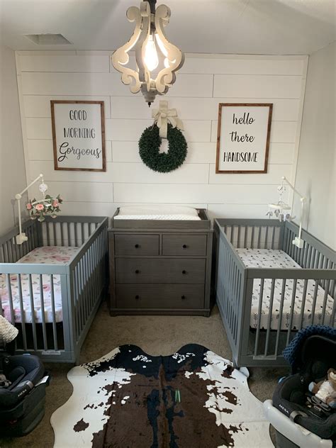 Rustic Style Nursery For Twins Twin Baby Rooms Baby Boy Room Nursery