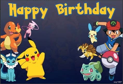 Pokemon Ash Pikachu Personalised Birthday Party Supplies Banner