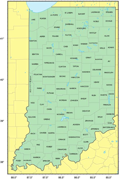 Counties Map Of Indiana