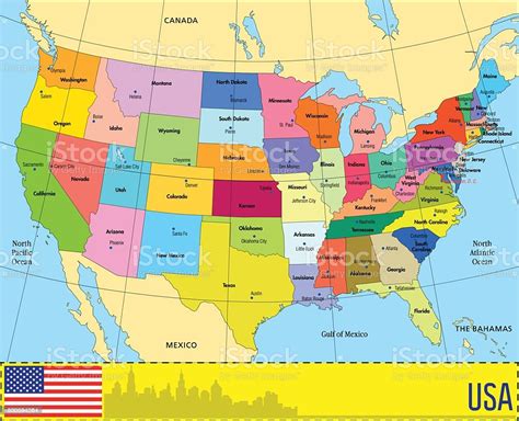 Ilustración De Vector De Mapa De Estados Unidos Con Y Más Vectores