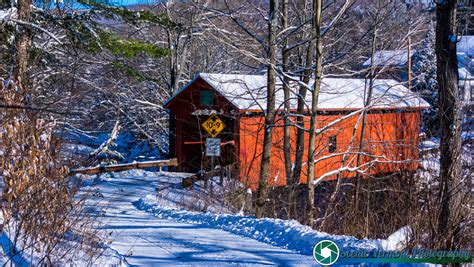 Scenic Vermont A Cold Winter Day At The Slaughterhouse Covered Bridge