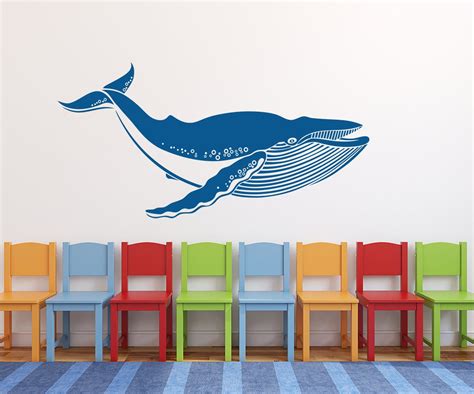 Whale Wall Decal Art Kids Playroom Bedroom Nursery Vinyl Wall Etsy