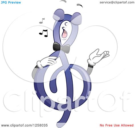 Clipart Of A G Clef Music Note Singing Royalty Free Vector