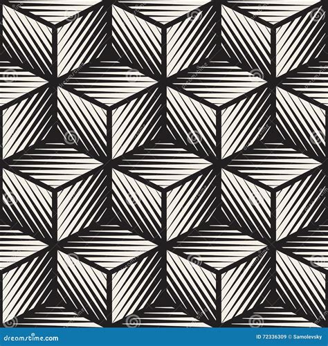 Vector Seamless Black And White Cube Shape Lines Engravement Geometric