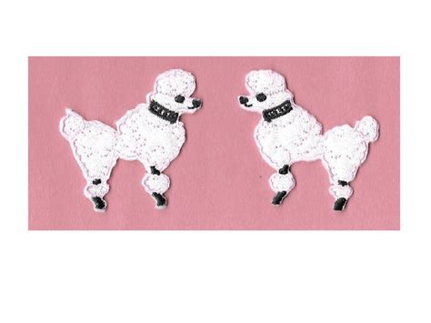 Poodle Dog Light Pink Embroidered Iron On Patches Set Etsy