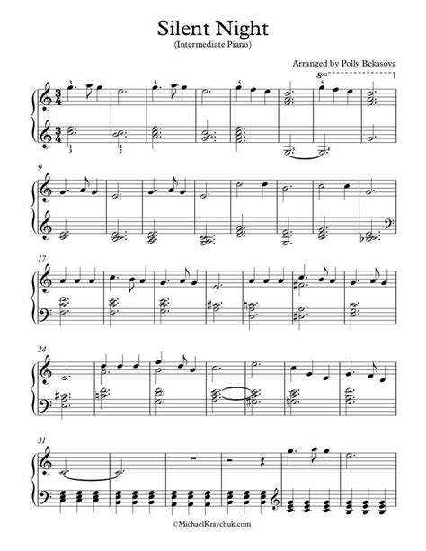 All ▾ free sheet music sheet music books digital sheet music musical equipment. Intermediate Piano Arrangement Sheet Music - Silent Night | Music, Piano