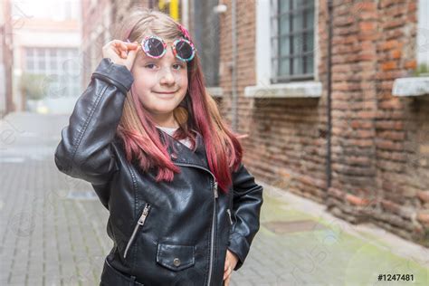 Young Girl With Leather Jacket Smiling Stock Photo 1247481 Crushpixel