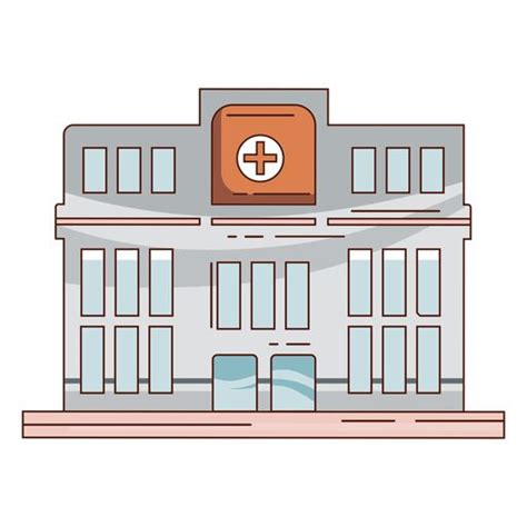 A Building With A Hospital Sign On The Front And Windows Its Flat Design