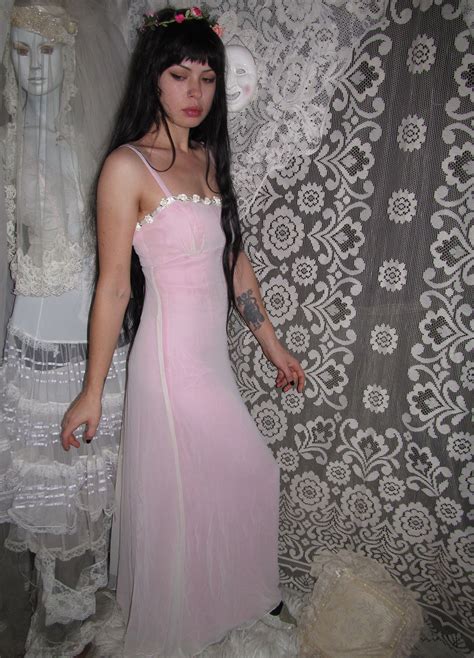 Y2k Pale Pink Flower Rosette Prom Dress Formal Thin Gauzy Pink Etsy