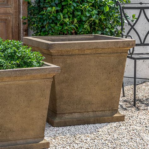 Large Cast Stone Tapered Square Planter Aged Limestone Additional P