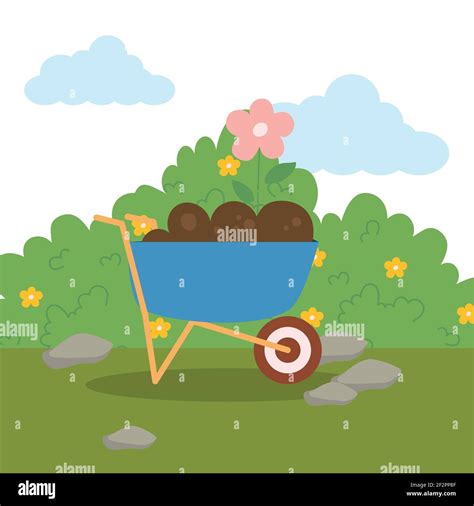 Garden Wheelbarrow Flowers And Shrub Stock Vector Image And Art Alamy