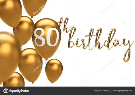Oro Feliz 80 Cumpleaños Globo Saludo Fondo 3d Renderi Fotografía De