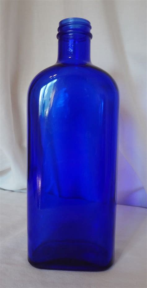 Cobalt Blue Glass Bottle Vintage Medicinal Apothecary 9 Inches Tall No