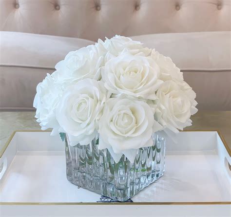 Real Touch White Roses Arrangement Flovery