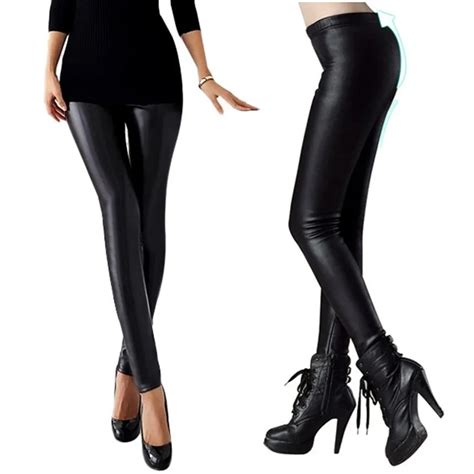 2016 new fashion lady women slim artificial leather sexy skinny pencil leggings pencil leggings