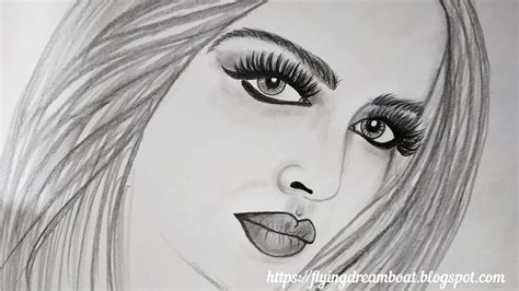 Flying Dream Boat Gorgeous Lady Easy Pencil Drawing Pencil Art