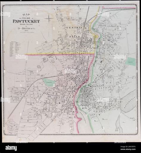 Map Of The Village Of Pawtucket Rhode Island Shows Buildings And