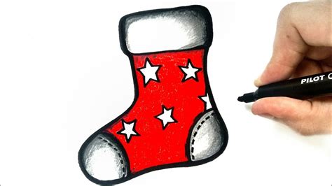 How To Draw A Christmas Sock Easy Step By Step Youtube