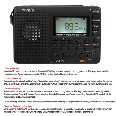Tivdio V 115 Fmamsw Radio Multiband Radio Receiver Black Sales Online