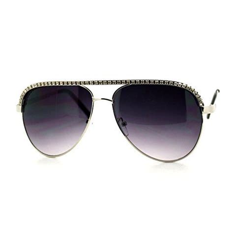 rhinestone top aviator sunglasses womens fashion eyewear uv 400 silver find out more about