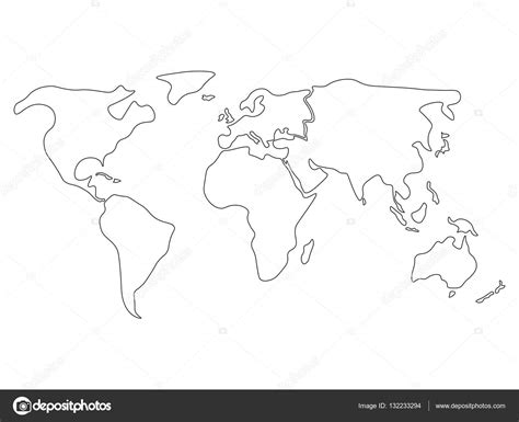 Bildergebnis für welt umrisse in 2019 weltkarte. Vereinfachten Weltkarte unterteilt nach Kontinenten. Einfache schwarze Kontur. — Stockvektor ...