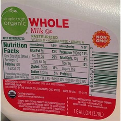Organic Whole Milk Nutrition Facts Besto Blog