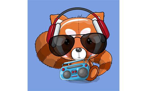 Cute Red Panda Listening Music Graphic By Maniacvector · Creative Fabrica