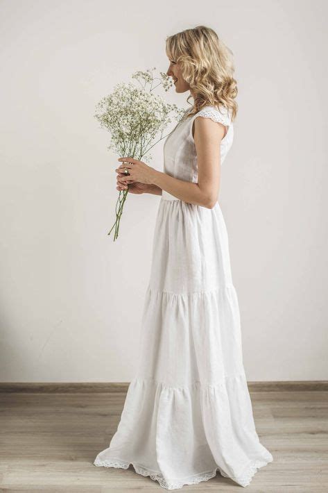 Linen Wedding Dress With A Lace Tailor Made By Cozyblue Linen