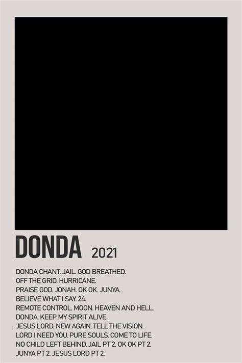 Donda By Kanye West Minimalist Album Polaroid Poster Rap Album Covers