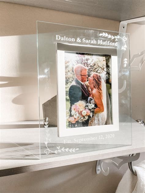 Wedding Photo Frame Custom Etched Glass Photo Frame Clear Etsy