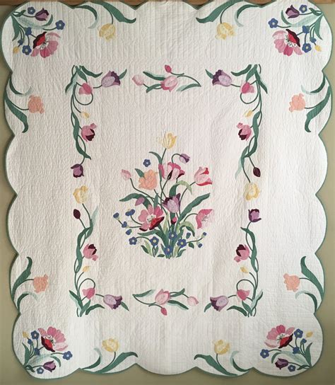 40s Tulip Kit Quilt Quilts Flower Quilts Antique Quilt