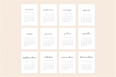 Mini Calendarios 2023 Diseño Manuscrita Vida Imprimible