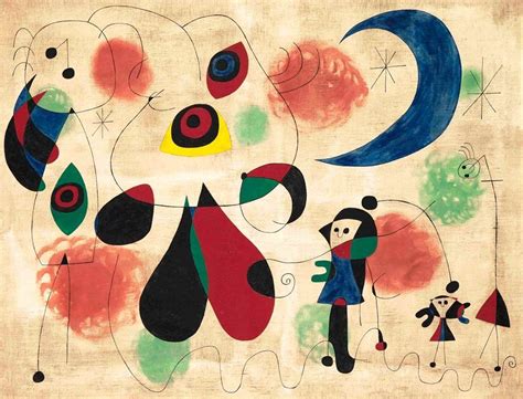 Joan Miró Pintura Mujeres Luna Aves 1950 Hieronymus Bosch