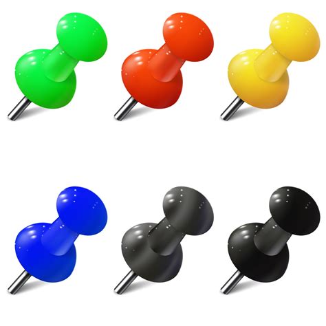 Set Of Realistic Push Pins In Different Colors Thumbtacks 4220300