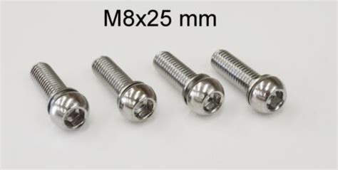 4x New Stem Bolts M8x25mm Round Hex Head 13mm With Washer Bicycle Stem ...