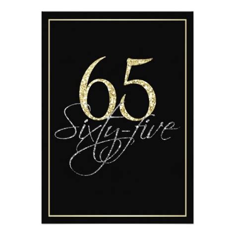 Formal Silver Black And Gold 65th Birthday Party Invitation