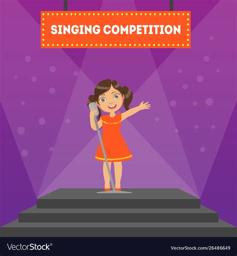 Singing Competition Banner Template Girl Vector Image