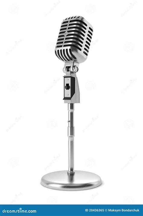 Vintage Microphone On Stand Isolated On White Royalty Free Stock Photo