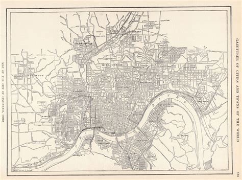 1904 Antique Cincinnati Ohio Street Map Vintage City Map Of Cincinnati