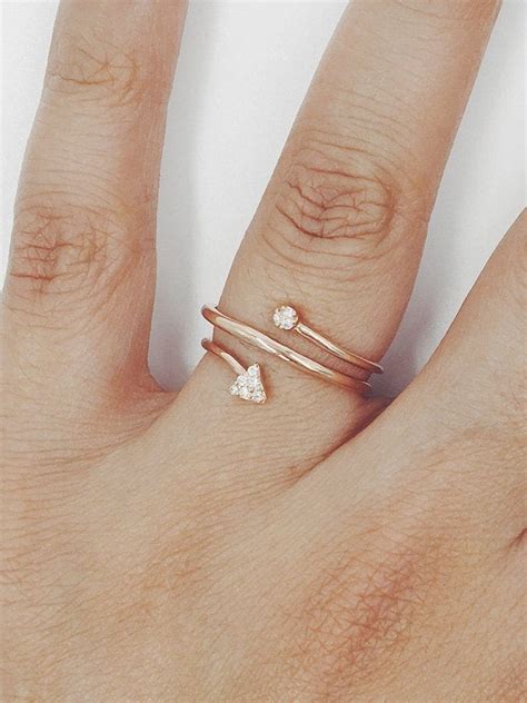 Minimalist Ring Diamond Ring 14k Solid Gold Diamond Ring Dainty Ring